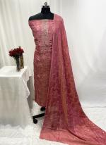 Shimmer Pink Party Wear Thread Work Dress Material